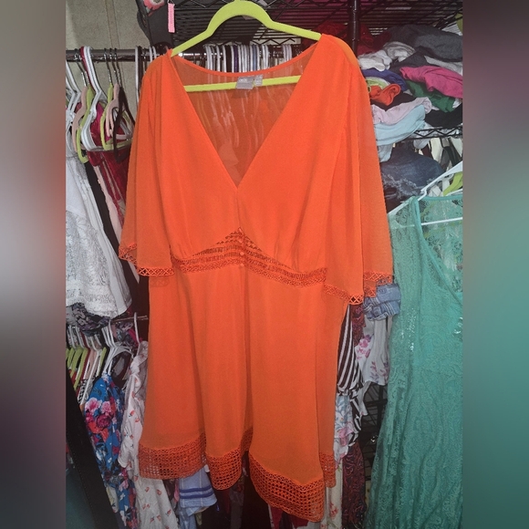 🍁🍂Like New ASOS CURVE orange Cut Out Dress Size 20 - Picture 4 of 7